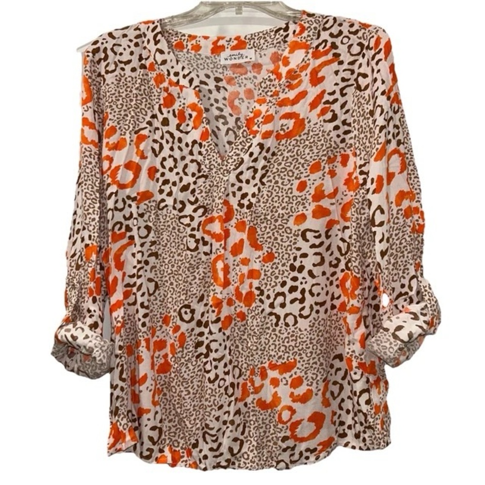 Emily Wonder Leopard Print Blouse - Orange and Brown Medium
